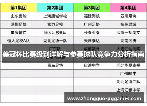 美冠杯比赛级别详解与参赛球队竞争力分析指南